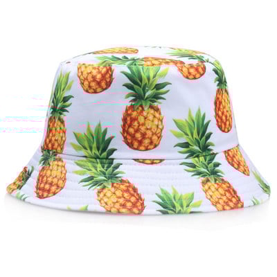 Férfiak Női Friss Gyümölcsök Halászkalap Cseresznye Citrom Ananász Banán Trópusi Gyümölcs Pamut Vödörsapka Bob Gorros Beach Travel Caps