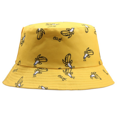 Férfiak Női Friss Gyümölcsök Halászkalap Cseresznye Citrom Ananász Banán Trópusi Gyümölcs Pamut Vödörsapka Bob Gorros Beach Travel Caps