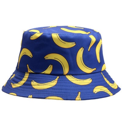 Férfiak Női Friss Gyümölcsök Halászkalap Cseresznye Citrom Ananász Banán Trópusi Gyümölcs Pamut Vödörsapka Bob Gorros Beach Travel Caps