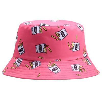 Férfiak Női Friss Gyümölcsök Halászkalap Cseresznye Citrom Ananász Banán Trópusi Gyümölcs Pamut Vödörsapka Bob Gorros Beach Travel Caps