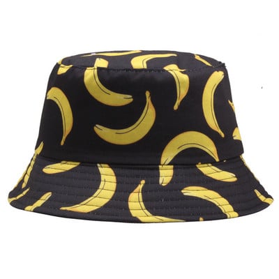 Férfiak Női Friss Gyümölcsök Halászkalap Cseresznye Citrom Ananász Banán Trópusi Gyümölcs Pamut Vödörsapka Bob Gorros Beach Travel Caps