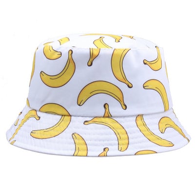 Férfiak Női Friss Gyümölcsök Halászkalap Cseresznye Citrom Ananász Banán Trópusi Gyümölcs Pamut Vödörsapka Bob Gorros Beach Travel Caps