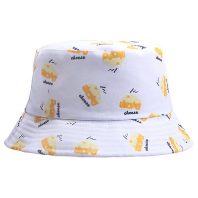 Férfiak Női Friss Gyümölcsök Halászkalap Cseresznye Citrom Ananász Banán Trópusi Gyümölcs Pamut Vödörsapka Bob Gorros Beach Travel Caps