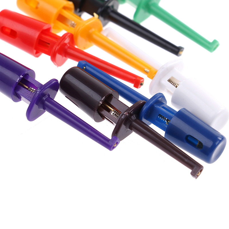 10/12 tk Mini ühe testkonksuklambri testsond elektrooniliseks testimiseks IC-haarats, suur ümmargune krokodilliklambri konksu testklamber