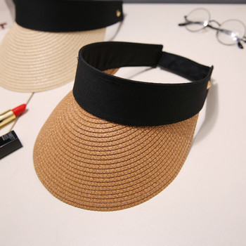 Външна лятна слънцезащитна шапка Дамска сладка сламена шапка с козирка с лъскава лента Панама Дамска сламена шапка Ефективна шапка с UV устойчивост