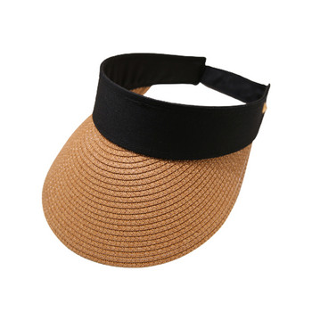 Външна лятна слънцезащитна шапка Дамска сладка сламена шапка с козирка с лъскава лента Панама Дамска сламена шапка Ефективна шапка с UV устойчивост