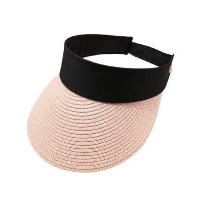 Naiste suvine päikesekaitsemüts väljas, armas õlgkübar läikiva ribaga Panama naiste õlgkübar, tõhus UV-kindel kork