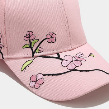 Дамска шапка с цветя с бродерия, бяла, черна, регулируема бейзболна шапка, пролет, лято, слънцезащитна шапка на открито за жени