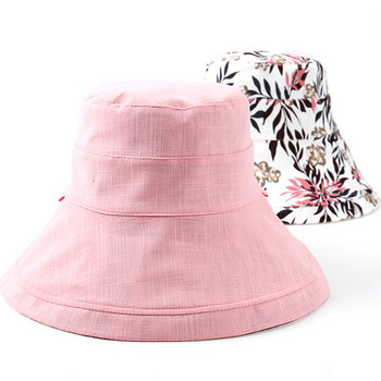 2022 Πτυσσόμενο καπέλο κουβά Καλοκαιρινό καπέλο για γυναίκες κορίτσια με προσωπίδα διπλής όψης Fisherman Cap Anti-UV αντηλιακά καπέλα με φαρδύ γείσο Καπέλα