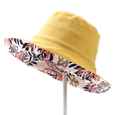 2022 Сгъваема шапка-кофа Лятна слънчева шапка за жени Момичета Двустранна козирка Рибарска шапка Анти-UV широка периферия Слънцезащитни шапки Шапки