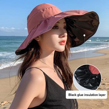 Нова лятна шапка за слънце, дишаща празна горна част, регулируема, големи глави, плажна шапка с широка периферия, UV защита, сгъваема козирка за слънце, плажни шапки