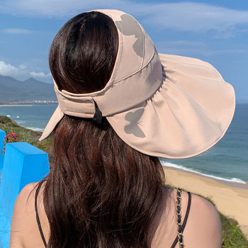 Нова лятна шапка за слънце, дишаща празна горна част, регулируема, големи глави, плажна шапка с широка периферия, UV защита, сгъваема козирка за слънце, плажни шапки