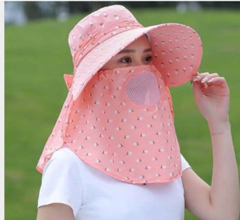 Нови външни сенници шапки Бързосъхнеща слънцезащитна шапка Лятна шапка за слънце Риболов Дишащи шапки за слънце Женска маска за лице Шапка Жени