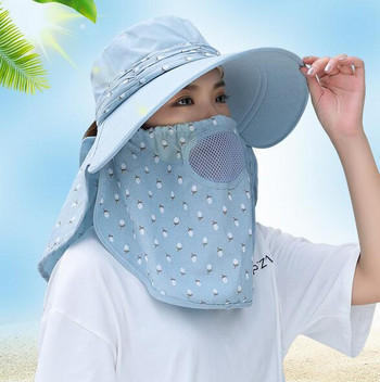Нови външни сенници шапки Бързосъхнеща слънцезащитна шапка Лятна шапка за слънце Риболов Дишащи шапки за слънце Женска маска за лице Шапка Жени