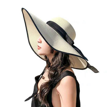 Сгъваема широка периферия Флопи за момичета Сламена шапка Слънчева шапка Плажна дамска шапка за пътуване с UV защита Дамски шапки Дамски летни нови