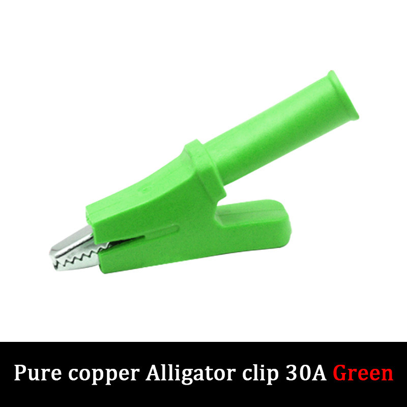 2tk 30A puhtast vasest akuklamber krokodilliklambriga kaabliklamber, keskmine 4 mm pistik, kõrgepinge täiskomplekti korpuse test