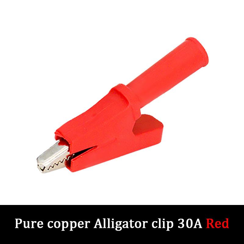 2tk 30A puhtast vasest akuklamber krokodilliklambriga kaabliklamber, keskmine 4 mm pistik, kõrgepinge täiskomplekti korpuse test