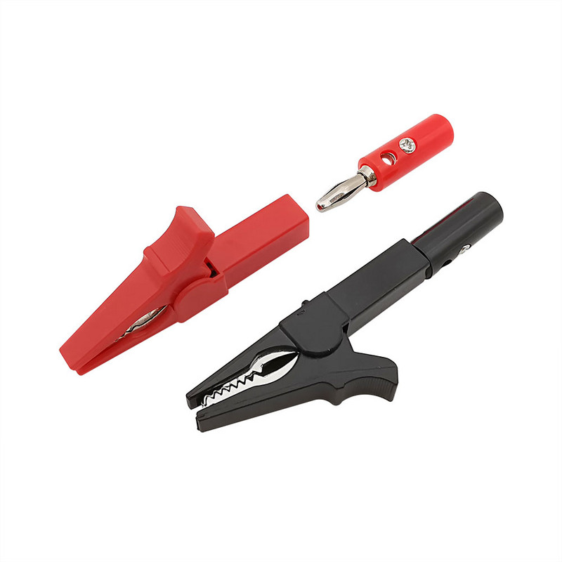 2 tk 55 mm alligaatoriklambritega isoleeritud multimeetri aku kaabli testsondi klamber DIY elektriline krokodilliklamber 4 mm banaanipistiku jaoks