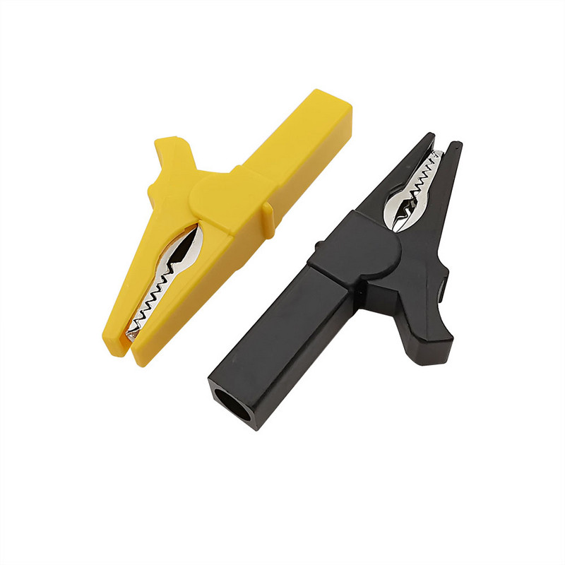 2 tk 55 mm alligaatoriklambritega isoleeritud multimeetri aku kaabli testsondi klamber DIY elektriline krokodilliklamber 4 mm banaanipistiku jaoks