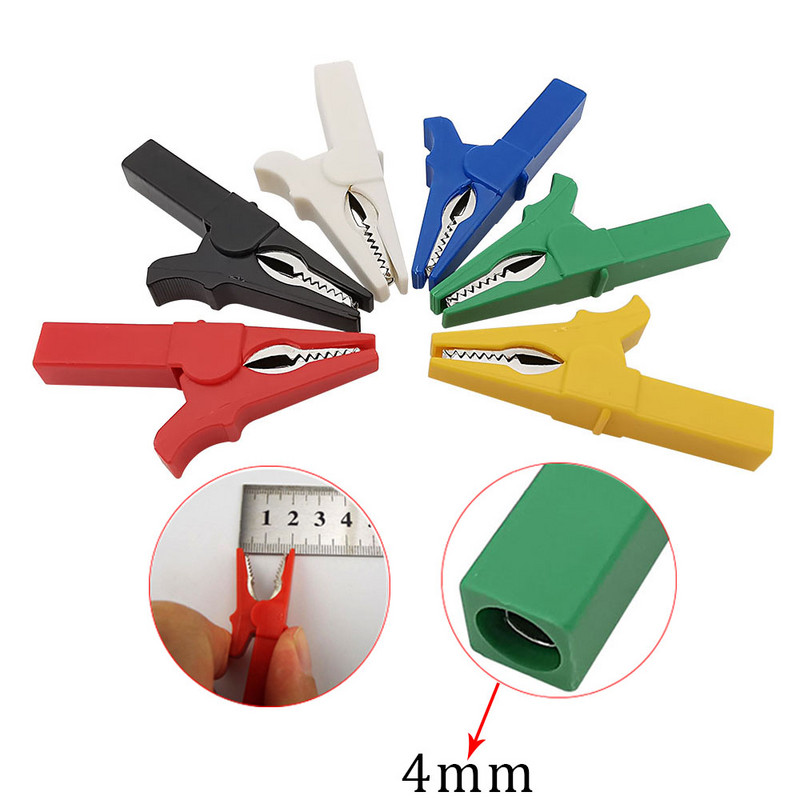 2 tk 55 mm alligaatoriklambritega isoleeritud multimeetri aku kaabli testsondi klamber DIY elektriline krokodilliklamber 4 mm banaanipistiku jaoks