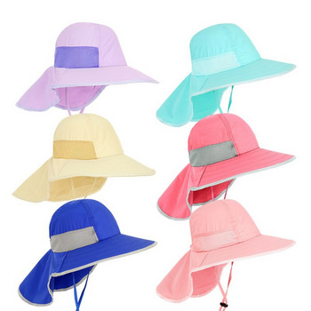 Παιδικό καπέλο ηλίου παραλίας με φαρδύ γείσο Καπέλο για αγόρια κορίτσια Περιστασιακό ταξίδι σε εξωτερικό χώρο Κάμπινγκ Καπέλα πεζοπορίας Προστασία από την υπεριώδη ακτινοβολία Ψαρά