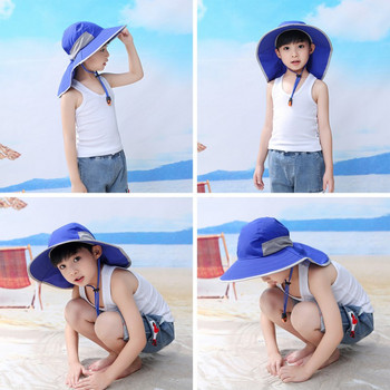 Παιδικό καπέλο ηλίου παραλίας με φαρδύ γείσο Καπέλο για αγόρια κορίτσια Περιστασιακό ταξίδι σε εξωτερικό χώρο Κάμπινγκ Καπέλα πεζοπορίας Προστασία από την υπεριώδη ακτινοβολία Ψαρά