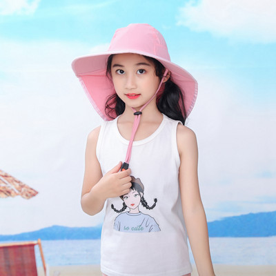 Детска плажна слънчева шапка с широка периферия, шапка с кофа, момчета, момичета, ежедневни пътувания на открито, къмпинг, туризъм, шапки, UV защита, рибарска шапка