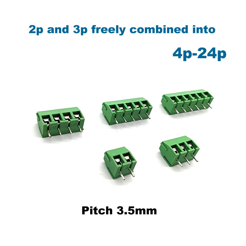 Βήμα μπλοκ ακροδεκτών βιδών PCB 20 τμχ 3,5/3,96 mm Morsettiera WJ350V Ευθεία 2/3P Σύνδεσμος καλωδίου ηλεκτρικού καλωδίου Bornier 1,0 mm2 7A