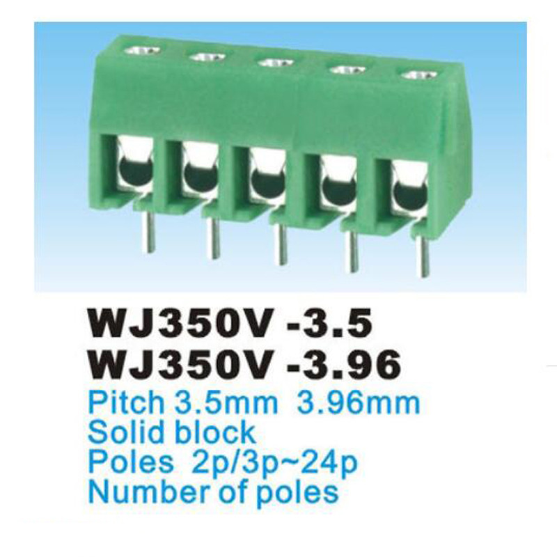 Βήμα μπλοκ ακροδεκτών βιδών PCB 20 τμχ 3,5/3,96 mm Morsettiera WJ350V Ευθεία 2/3P Σύνδεσμος καλωδίου ηλεκτρικού καλωδίου Bornier 1,0 mm2 7A