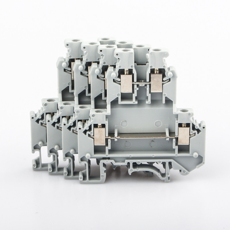 Клемен блок за DIN релса UKK-3 Винтова връзка за монтаж на DIN релса Електрически двойни нива Телен проводник 10 бр. Разпределителен блок