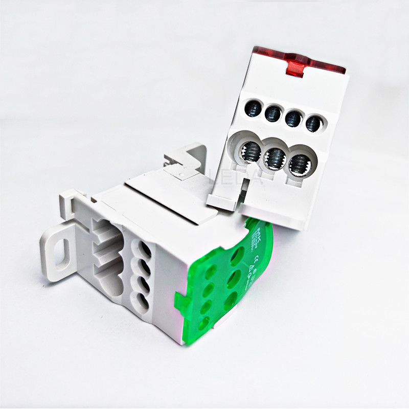 1 tk Din-siiniga UKK80A klemmiplokk 1 paljudes väljundi jaotuskarbis universaalne elektrijuhtme pistik punane kollane sinine roheline