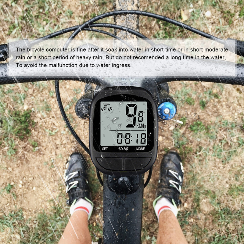 1 tk veekindel juhtmega digitaalne jalgrattasõidu spidomeeter läbisõidumõõdik Jalgrattasõidu kiiruse loendur kooditabel jalgrattatarvikud