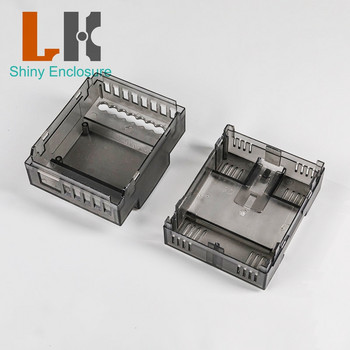 Полупрозрачна пластмасова промишлена контролна кутия Панел Кутия за DIN шина Проект Електронен DIY PCB корпус 90x72x63mm