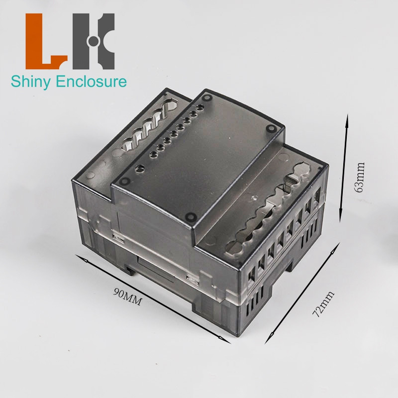Läbipaistev plastist tööstusliku juhtkarbi paneeli korpus Din siini projekt elektrooniline DIY PCB korpus 90x72x63mm