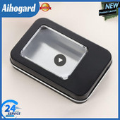 Curling Design fém konzervdoboz fekete bádog lapos fedeles tok átlátszó ablak felső átlátszó PVC adagoló asztali rendszerező