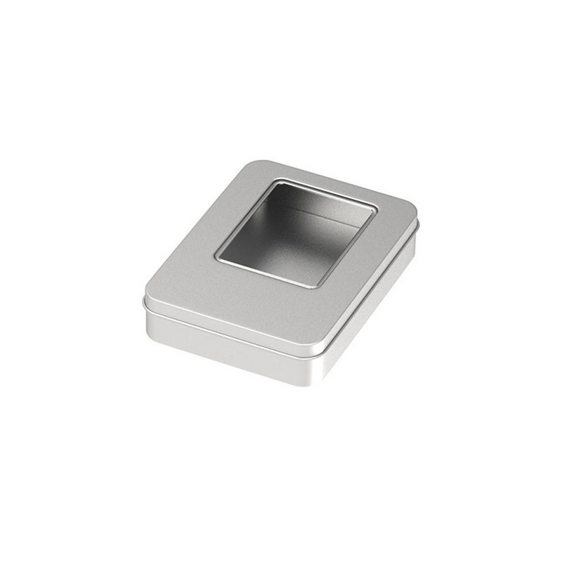 Curling Design fém konzervdoboz fekete bádog lapos fedeles tok átlátszó ablak felső átlátszó PVC adagoló asztali rendszerező