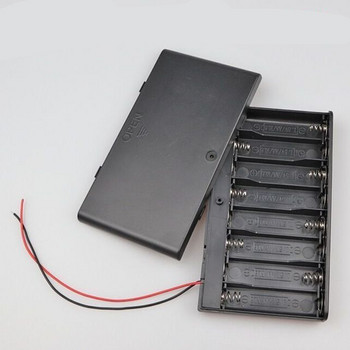 12V 8 AA държач за батерии Калъф за съхранение Пластмасов 1,5 V калъф за батерии Превключвател за ВКЛ./ИЗКЛ. с капачка за 8 X 1.5V AA батерии