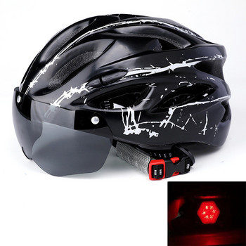52-62 см Черен велосипеден шлем с LED светлина Свръхлек дишащ велосипеден шлем Каска за каране на планински шосе Велосипедни каски 4#
