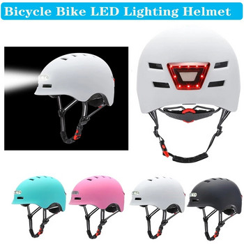 Нова велосипедна велосипедна каска със светеща предупредителна светлина Каска Мотоциклети Велосипед MTB Пътен електрически скутер Баланс Предпазна капачка за кола 2#