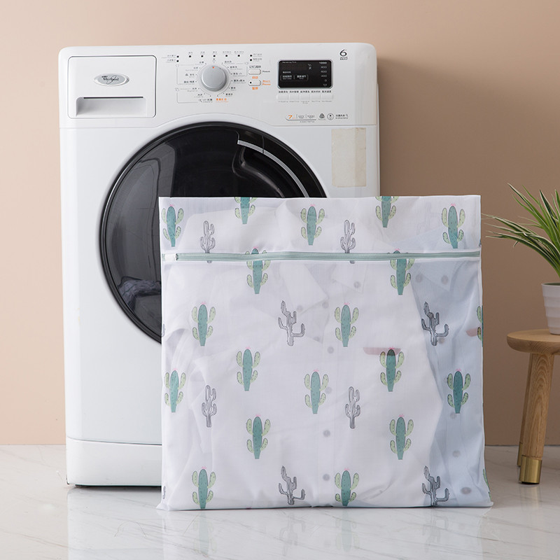 Saci de spălat rufe Print Cactus Saci de spălat cu fermoar portabil Coș de uz casnic Organizator de haine murdare Pliabil Anti-deformare