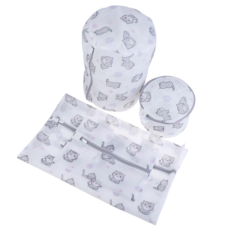 Чанта за пране за дрехи Бельо Защитено бельо Сутиен Чанта за пране Котешка шарка Чанта за пране с фина мрежа 4 размера