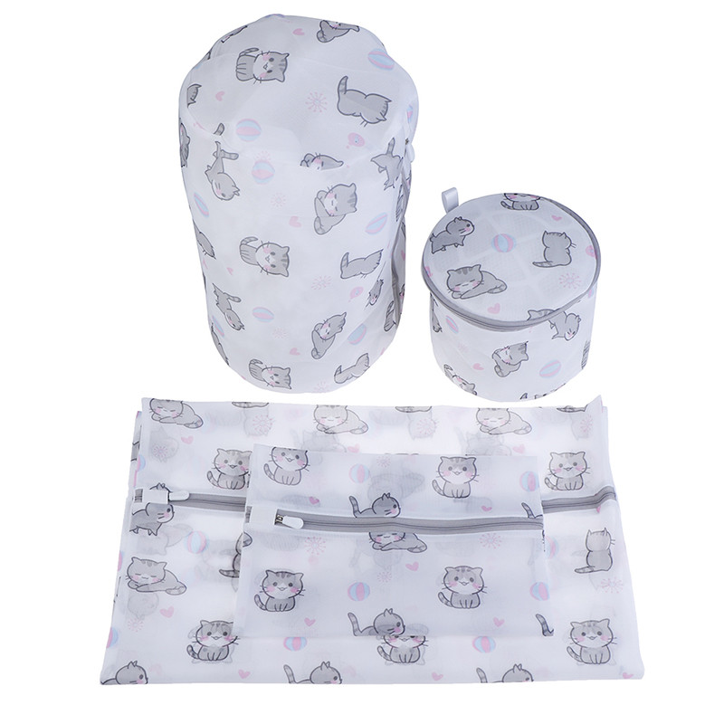 Чанта за пране за дрехи Бельо Защитено бельо Сутиен Чанта за пране Котешка шарка Чанта за пране с фина мрежа 4 размера