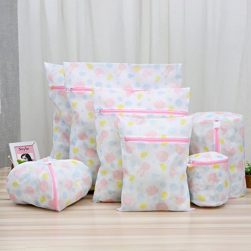 Εκτύπωση Rabbit τσάντα πλυντηρίου βρώμικα ρούχα Καλάθι αποθήκευσης Χαριτωμένο λεπτό πλέγμα τσάντες πλυσίματος πολλαπλών μεγεθών Τσάντα πλυντηρίου ρούχων για πλυντήριο ρούχων