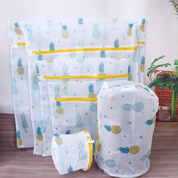 Творческа щампа с ананас с цип Мрежеста чанта за пране Полиестерна мрежа за пране Кутия за бельо Чорап Дрехи Сутиен