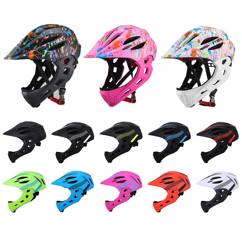 Fullface mtb riteņbraukšanas ķivere bērniem velosipēdistu ķivere OFF-ROAD pilna sejai droša kalnu velosipēdistu ķivere ar vizieri dh velosipēda ķivere