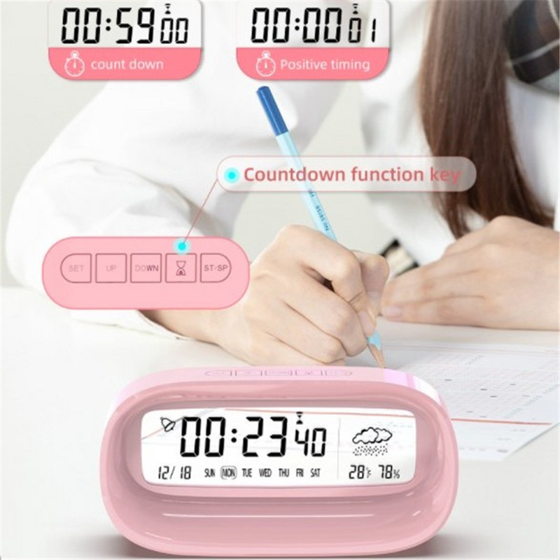 Nutikas äratuskell Loov läbipaistev digitaalne äratuskell õpilaste multifunktsionaalsele elektroonilisele kellale koos kuupäeva edasilükkamise loenduriga