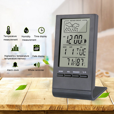 Termometru digital de interior LCD Higrometru Ceas deşteptător Calendar Staţie meteo Ceas de birou Temperatura Umiditate Contor Barometru