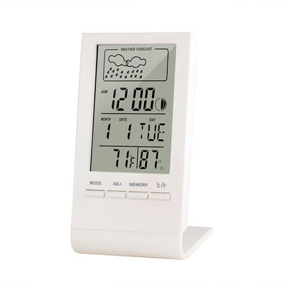 Digitálny LCD vnútorný teplomer, vlhkomer, budík, kalendár, meteorologická stanica, stolové hodiny, teplomer, vlhkomer, barometer