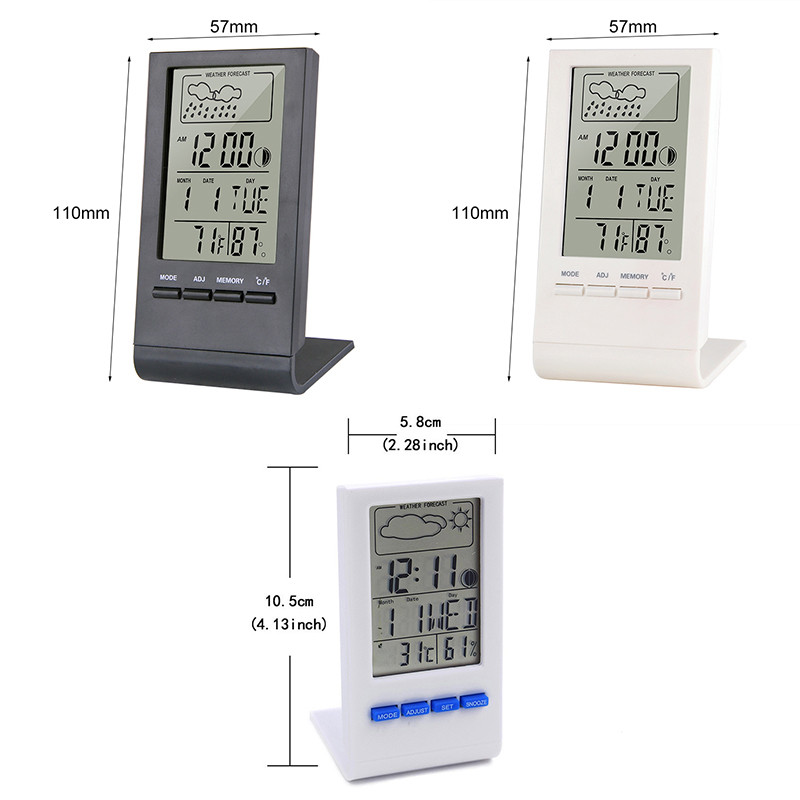 Digitálny LCD vnútorný teplomer, vlhkomer, budík, kalendár, meteorologická stanica, stolové hodiny, teplomer, vlhkomer, barometer