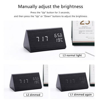 Цифров часовник LED дървен будилник Настолен контрол на звука Електронни часовници Настолни USB/AAA захранвани Desperados Декорация на маса за дома